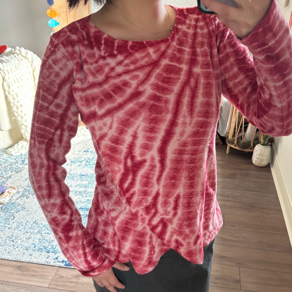 Vintage pure karma soft pink tie dye long sleeve cotton top size XS